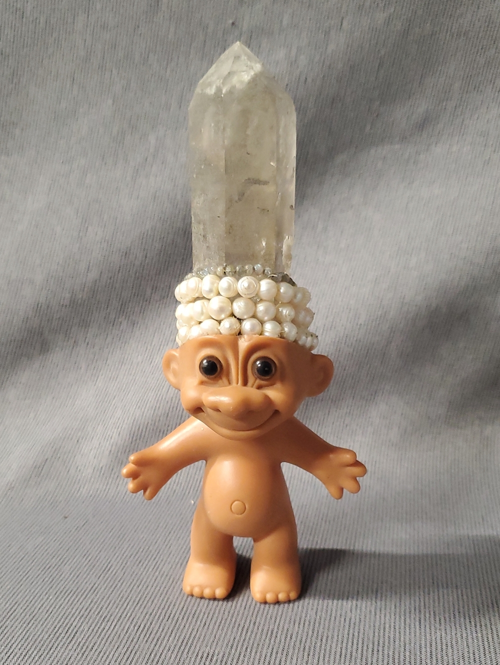 Vintage Upcycled Crystal Troll RUSS Figurine